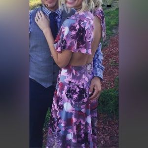 Open Back Floral Wrap Dress